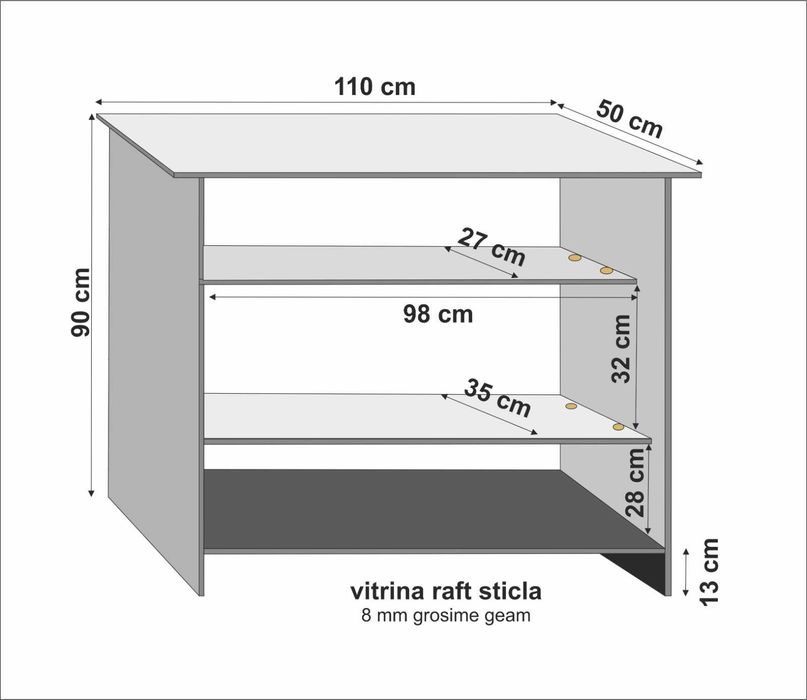 Vitrina expunere din sticla tejghea