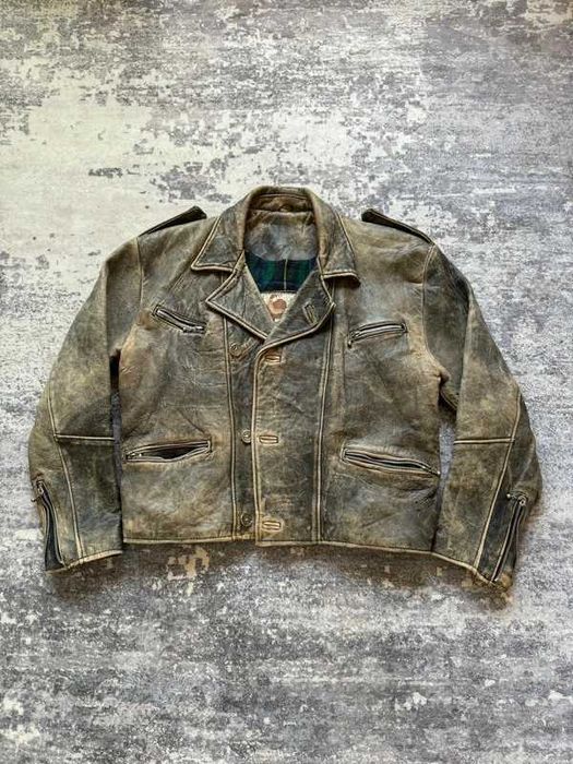 Geacă piele cu aspect vintage