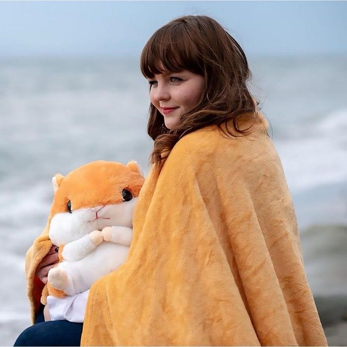 Мишки Игрушки Плющевые Хомяк с пледом Подарок детям Аю грелка для рук