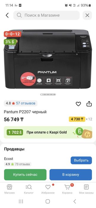Принтер Pantum 2207