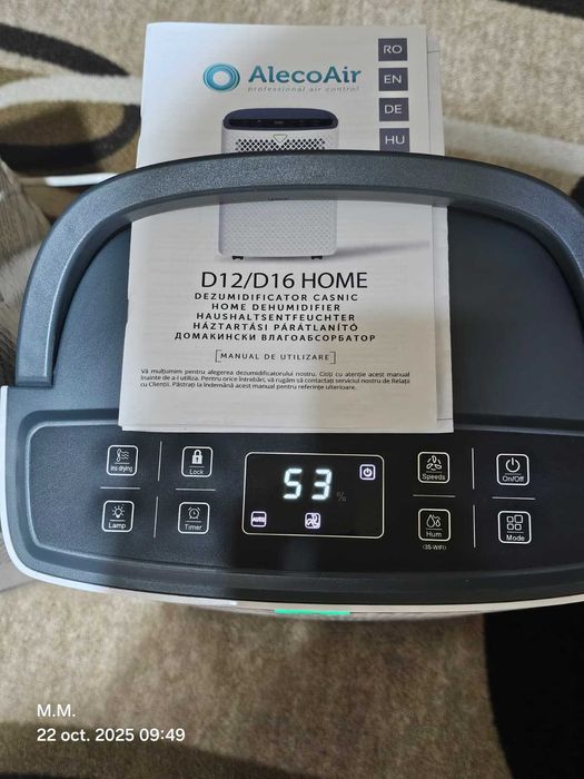Dezumidificator AlecoAir D12 HOME,12 l /24h, WiFi,Uscare rufe/100 mc/h