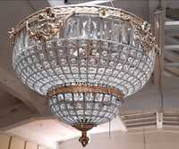 Eleganta plafoniera in stilul francez Empire din sticla cristalizată ș