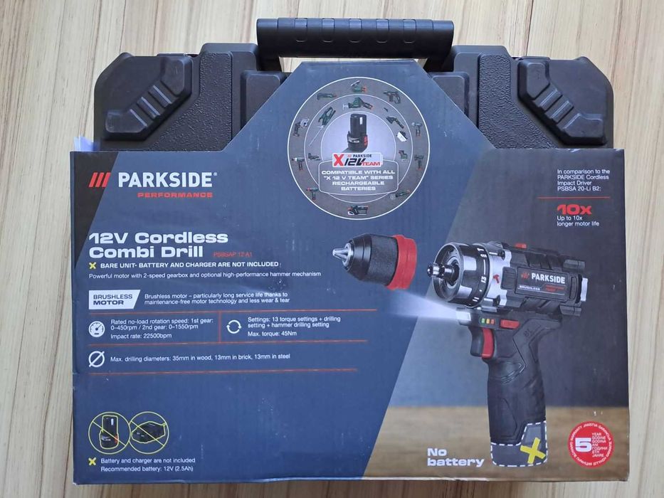 Акум. Безчетков Ударен Винтоверт PARKSIDE/ Отвертки Parkside- 37 части