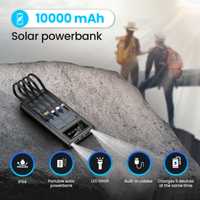Powerbank соларно зареждане 4 интегрирани кабела  10000mAh LED фенерче