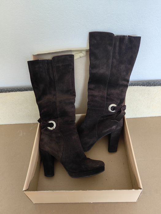 Cizme piele intoarsa, cu toc Nr. 37