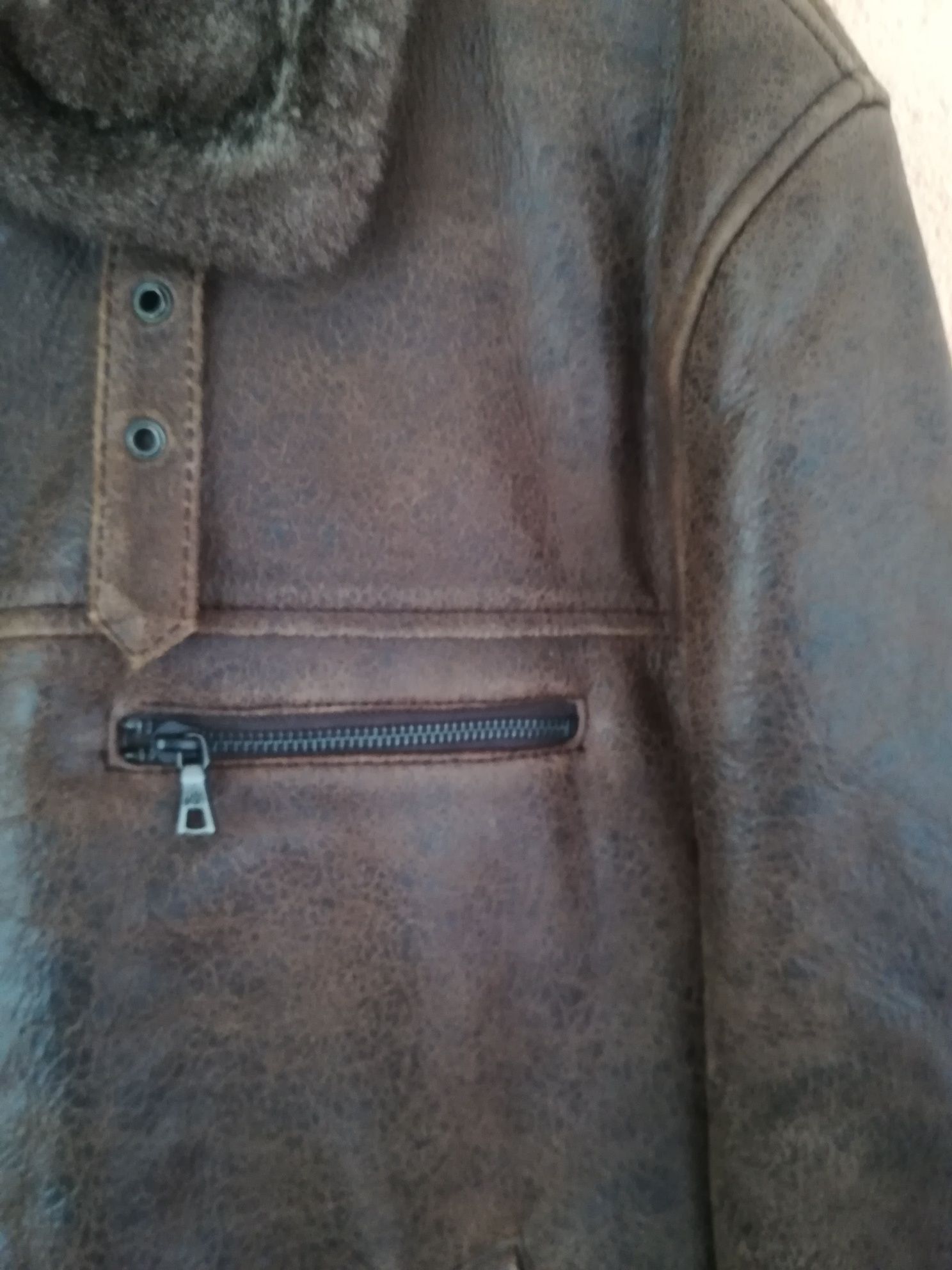 Geaca piele Zara Man L cu blana