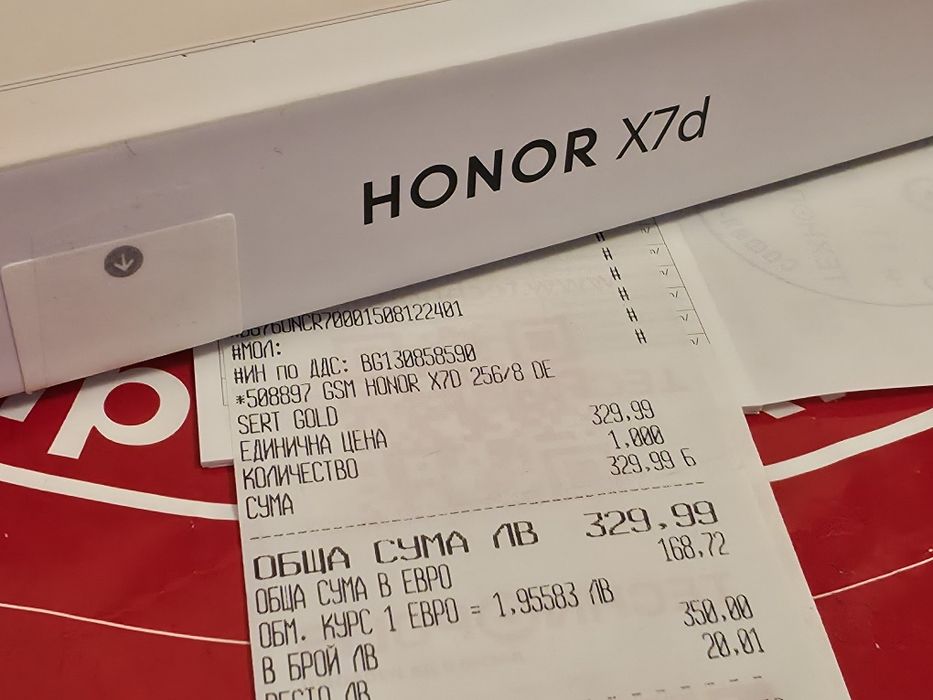 ЧИСТО НОВ 256GB Honor X7d Гаранция Технополис 2027г. Desert Gold