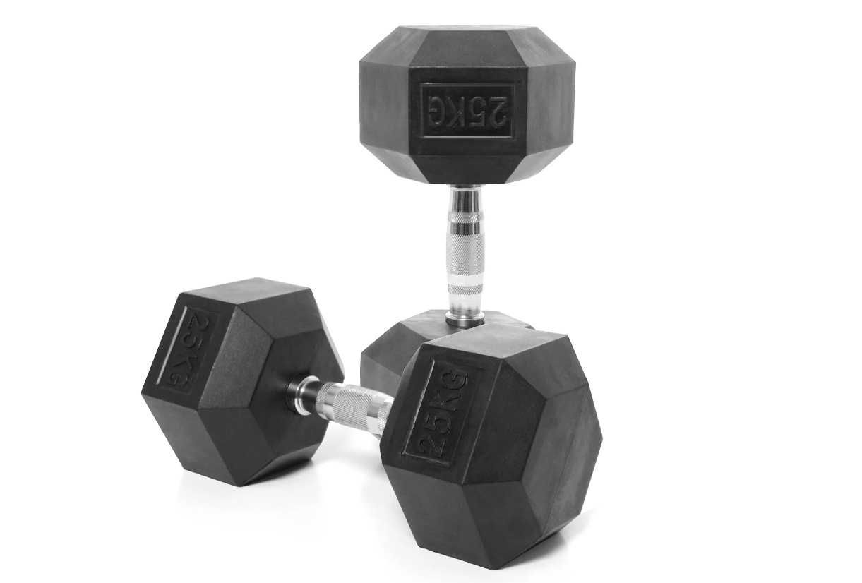 Дъмбели Хекс Pro , Фиксирани Гири HEX 2 × 25 кг, Dumbbells