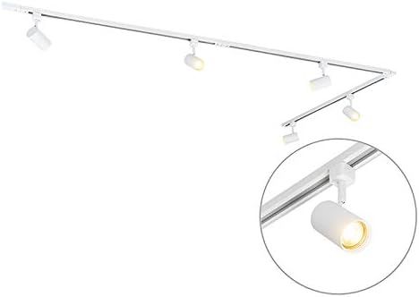 Sistem de Șine cu 5 Spoturi QAZQA, Aluminiu, Design Elegant, Alb/Negru