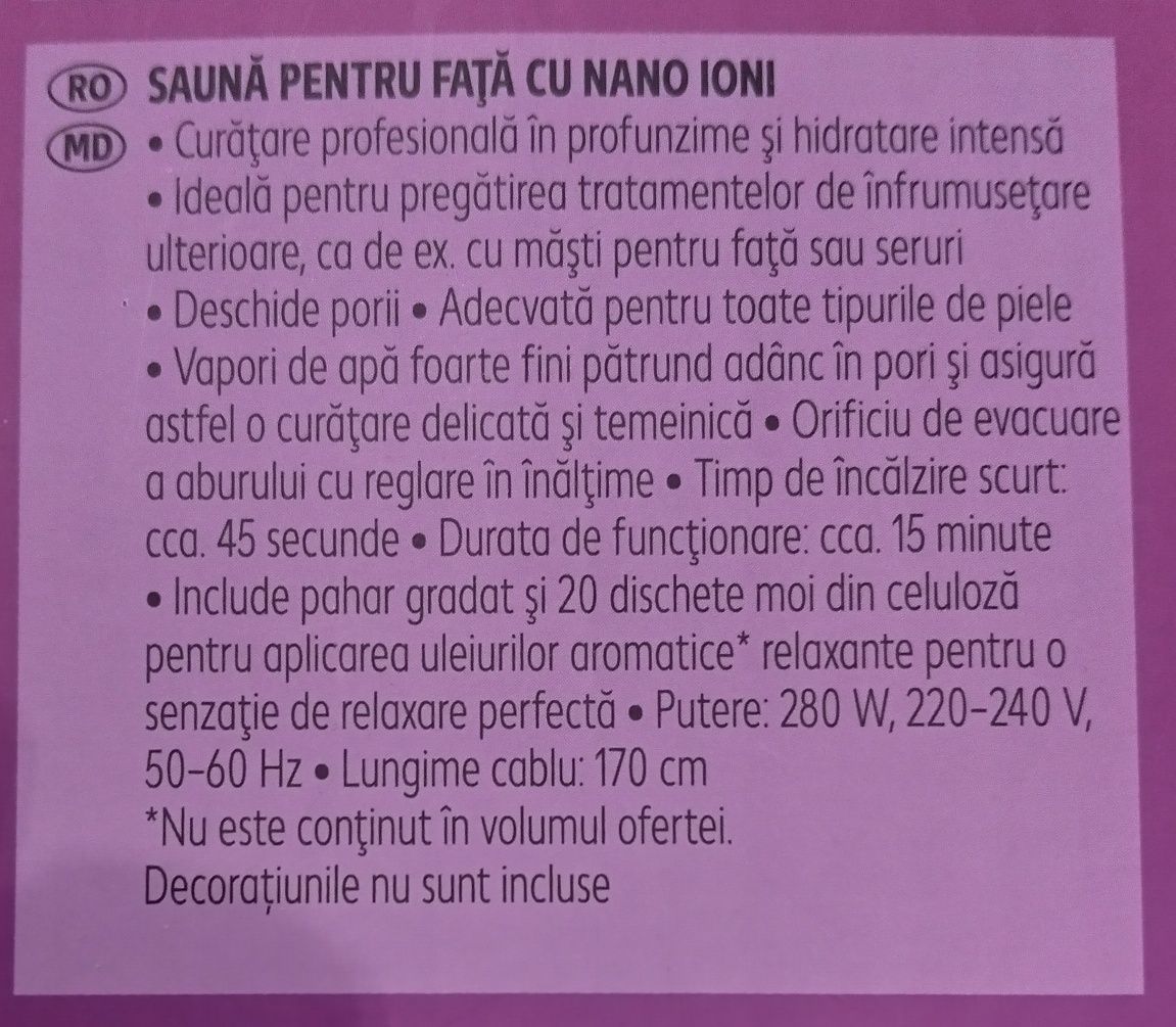 Saună facială nano-ionica - nouă, sigilată