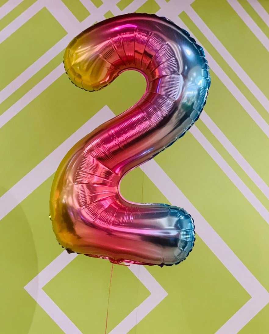 Balon folie cifra aniversare 2 ani aer / heliu