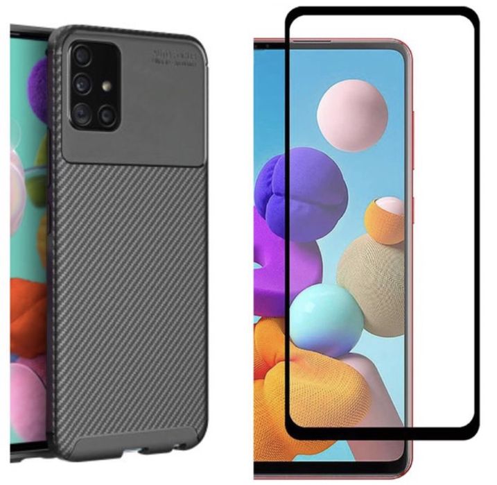 Samsung A41/A32/A42/A24/A25/A16 Husa Simple Carbon+Folie Sticla 10D 9H