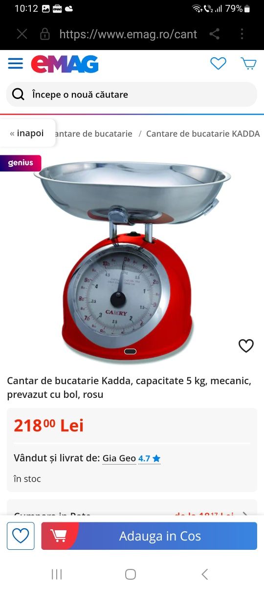 Cântar mecanic de bucătărie