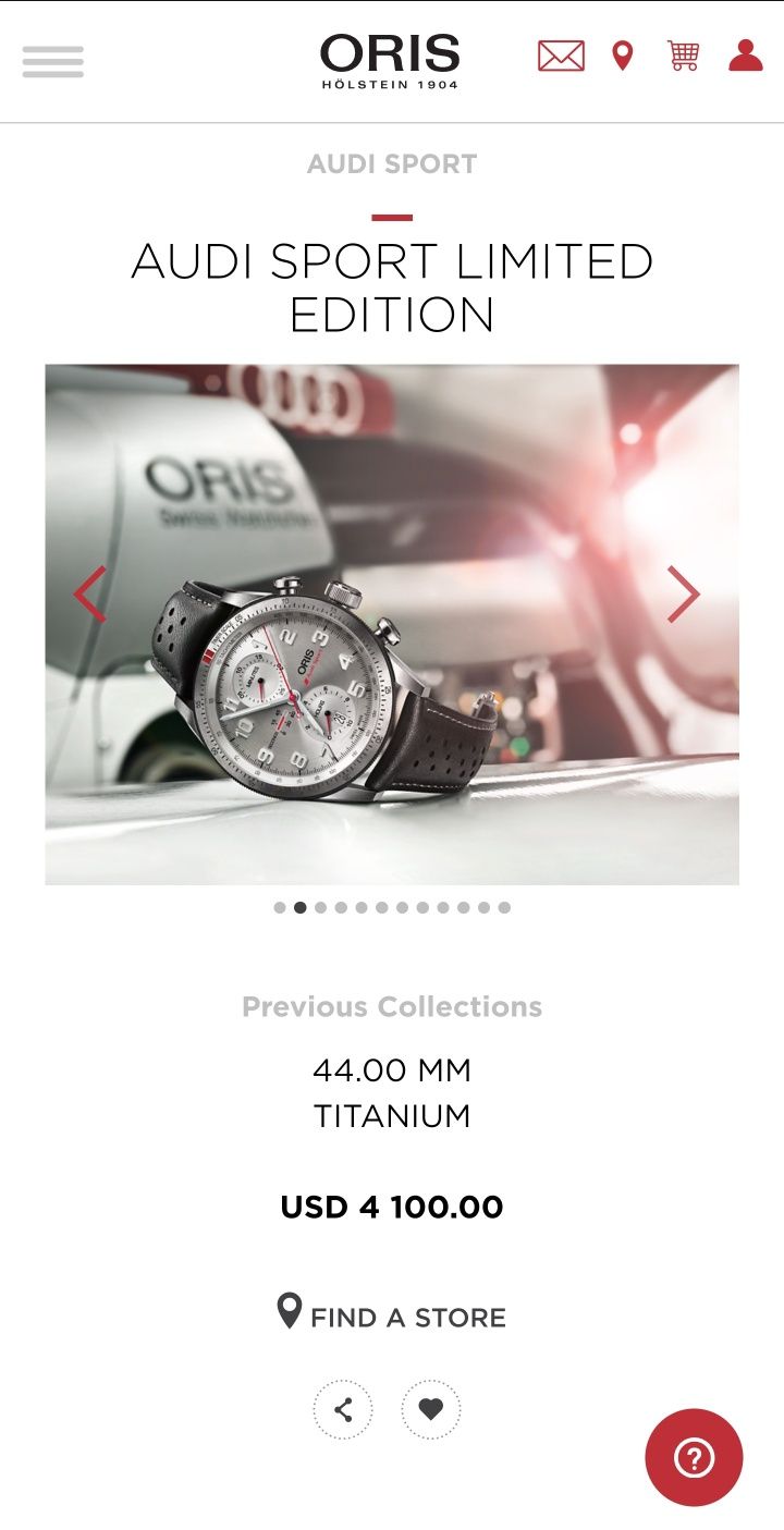 ORIS AUDI Sport Titanium / Tungsten Automatic Chronograph