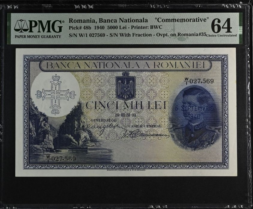 Bancnota gradata PMG 5000 lei 1940 sau schimb cu 2 x Bancnota Centenar