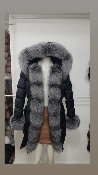 Geaca parka blana naturala