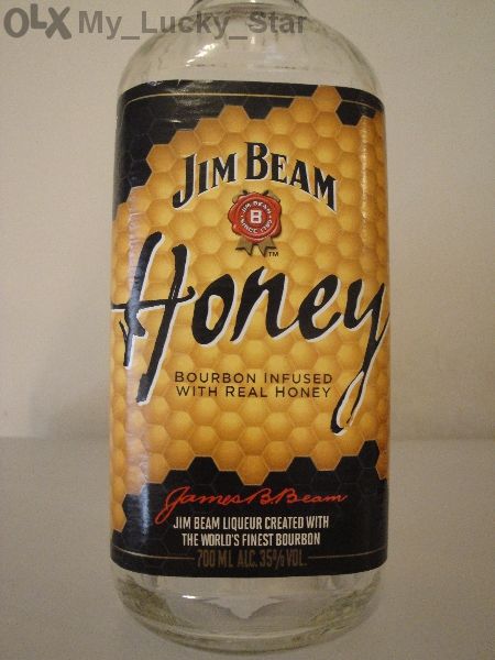 Празна колекционерска бутилка / шише и кутия от уиски Jim Beam Honey