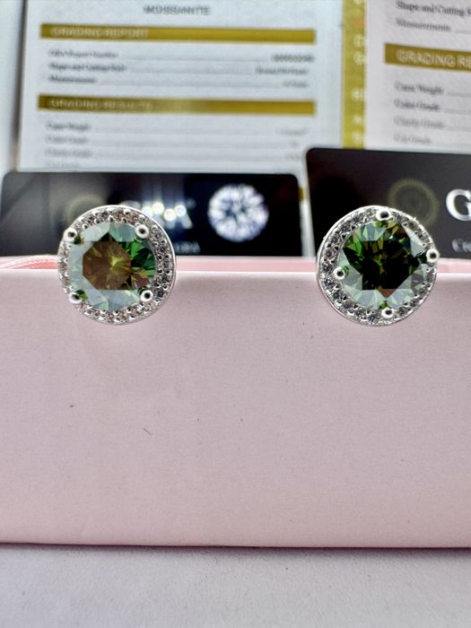 Сребърни обеци с мойсанит (Диамант) 1 карат