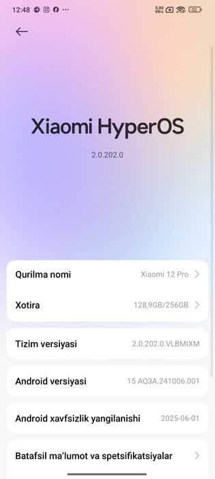 Xiaomi 12 pro 
xotira 12/256
karovba dokument
Zaryadchik 120W
protsess