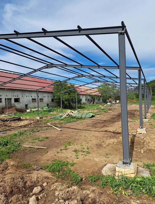 Hala metalica 8x30 din profile la pret redus cu Pane din teava 60x40