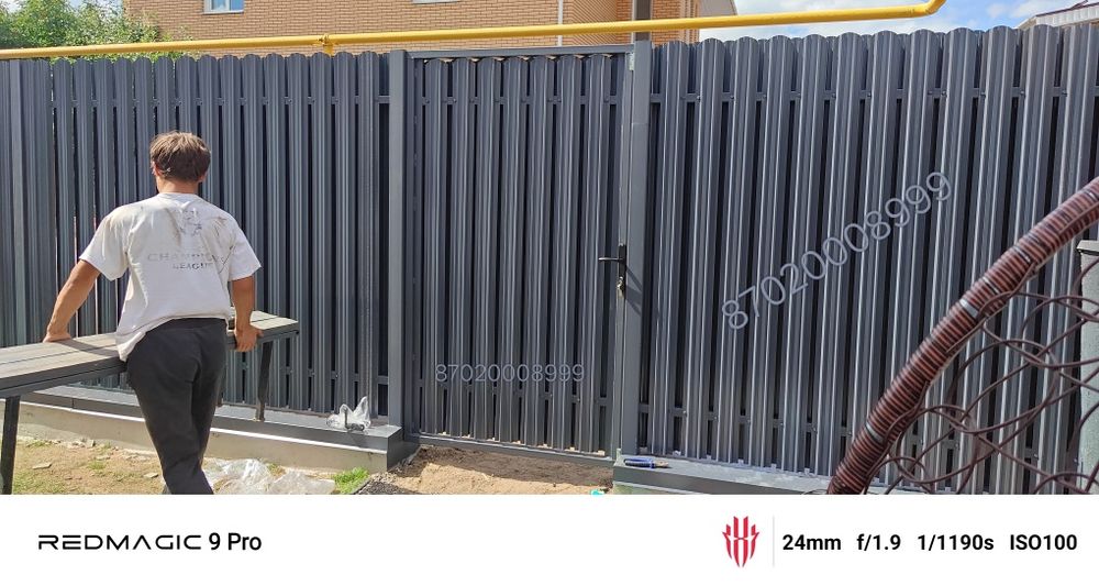 Забор, откатные ворота, заборы, ограждение, забор из профлиста,