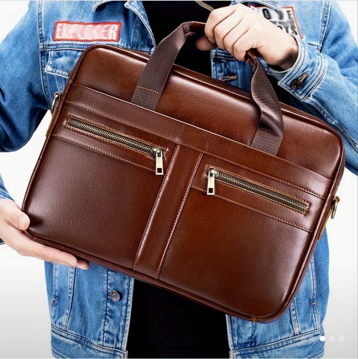 Професионално/Елегантна кожена бизнес чанта(офис куфарче за лаптоп 15)