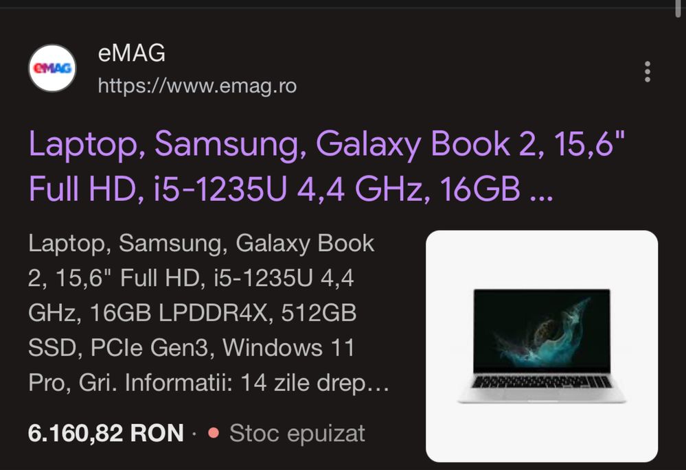 Laptop Samsung Galaxy Book2 Pro (15.6”)
