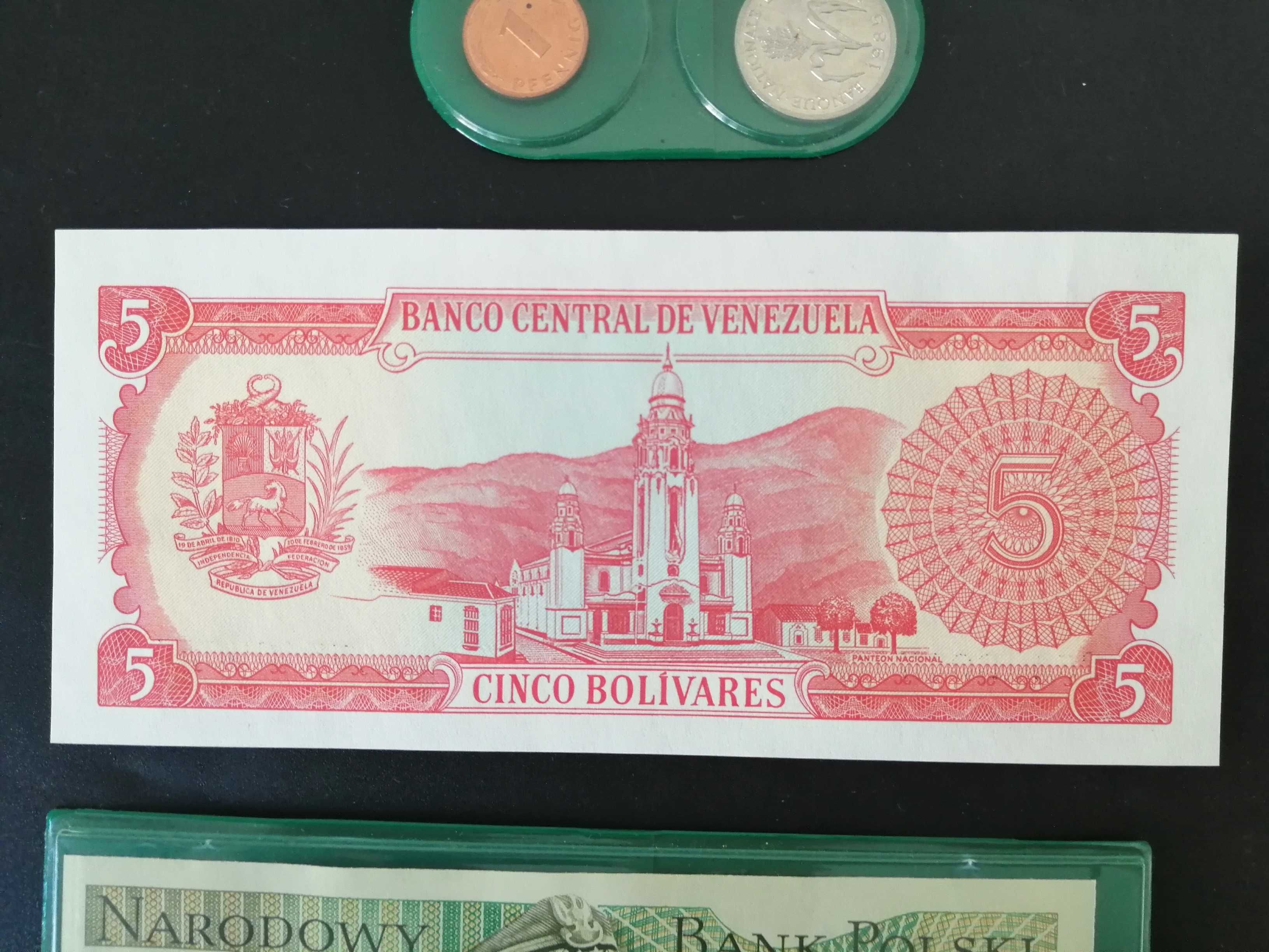 Lot de bancnote si monede colectie Venezuela Rwanda Polonia Uruguai