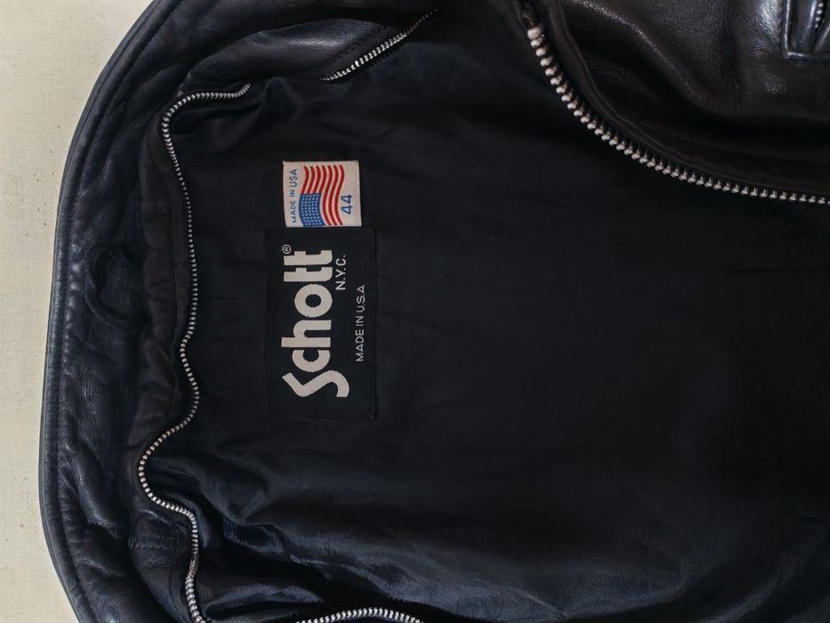 Schott 641 Leather Single Riders Jacket Men Size 44 Black,made in USA