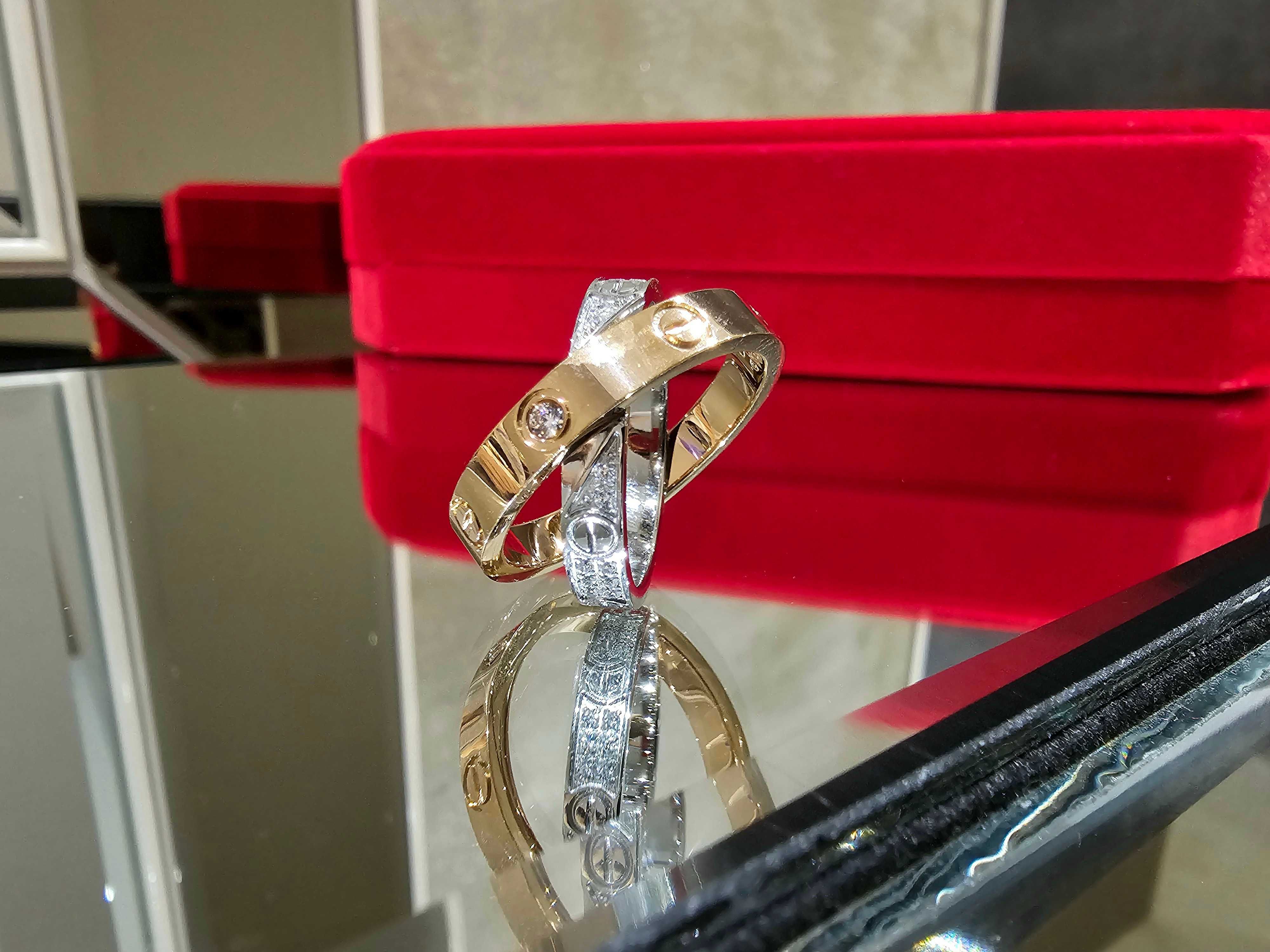 CARTIER Love Rose and White Gold Diamond Paved Пръстен