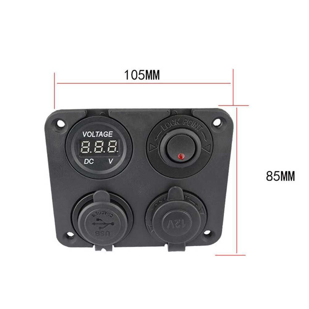 Панел Разклонител за Запалка Волтметър, Букса 2x USB за Камиони, Лодки