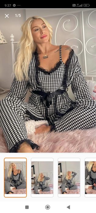 Нов дамски домашен комплект тип пижама от три части