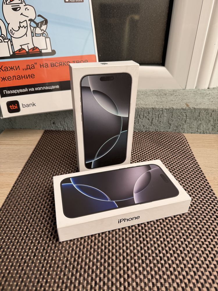 1TB! НЕразпечатан Iphone 16PRO MAX Лизинг от 105лв/м black white titan