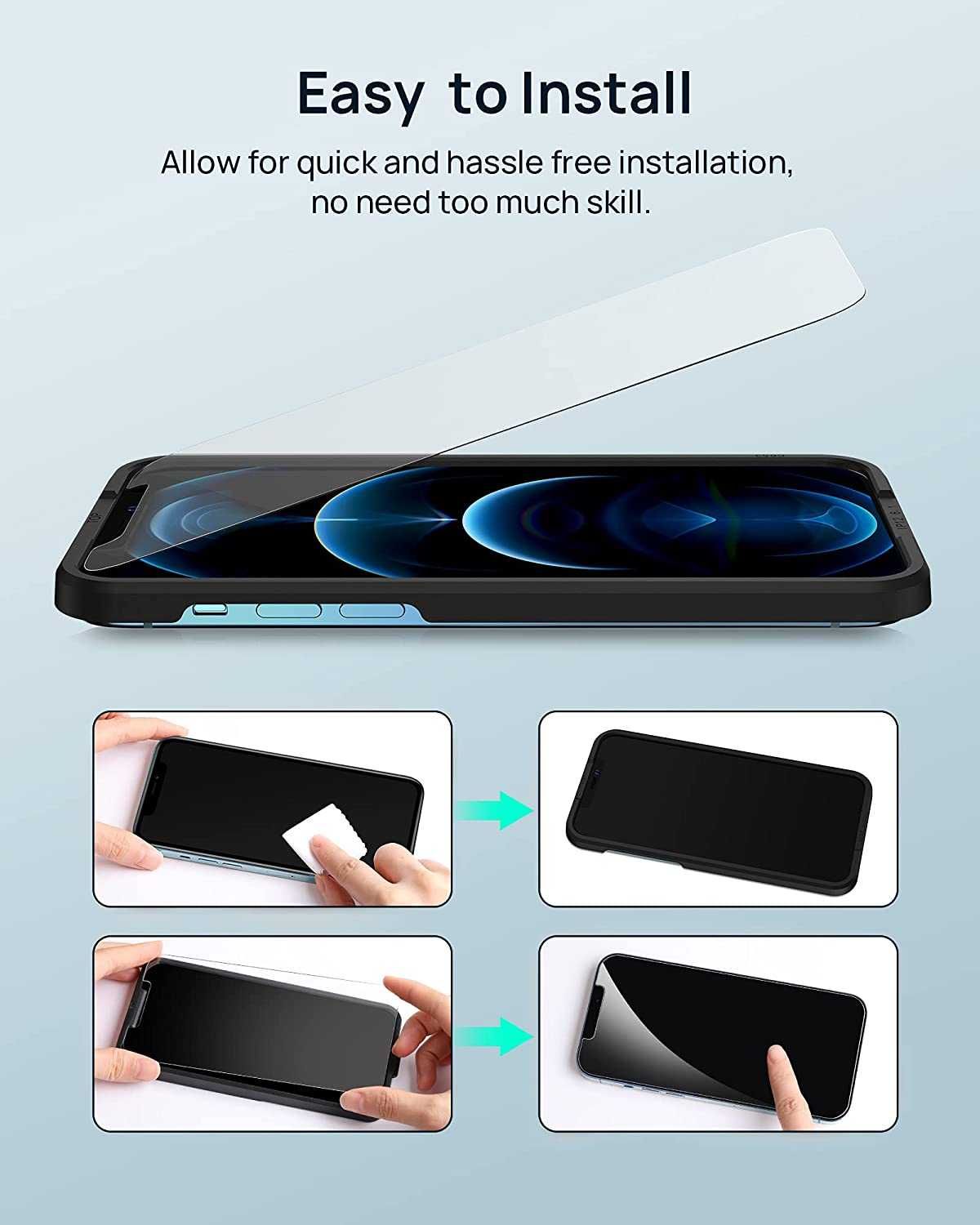 Folie protectie ecran Iphone 12 Pro Max+suport telefon montare folie