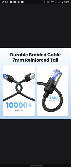 UGREEN кабель Ethernet Cat-8 40 Гбит/с