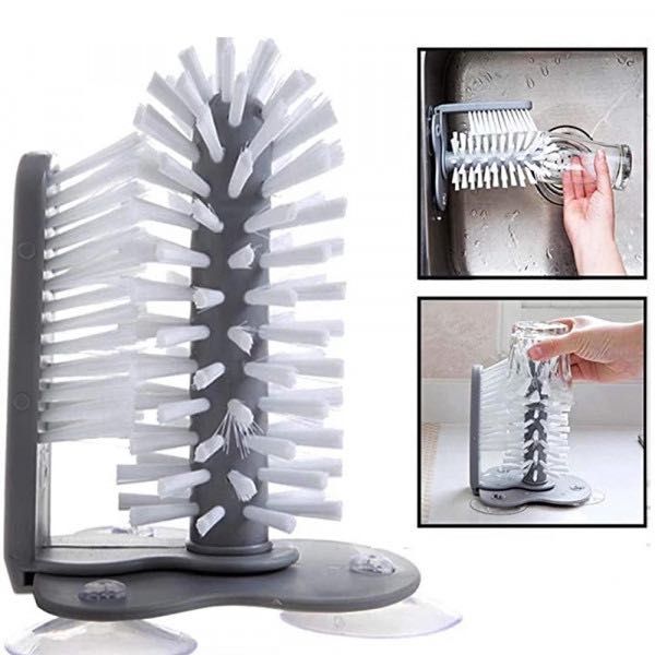 360 ° Двойна домакинска четка за миене на чаши с вакуум