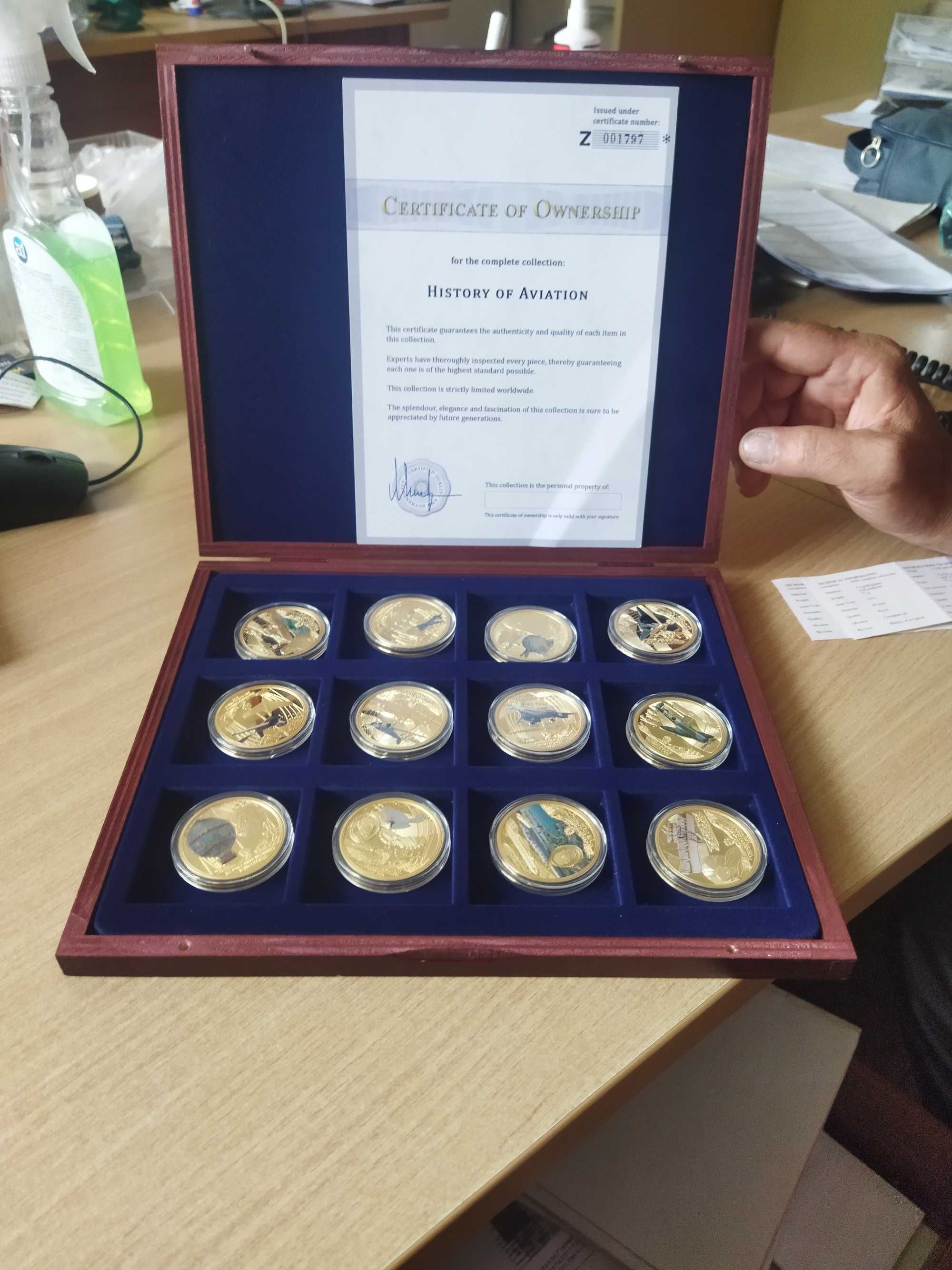 Колекция немска авиация Монети позлатени в капсули