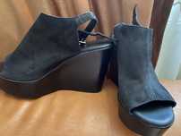 Sandale platforma, piele intoarsa