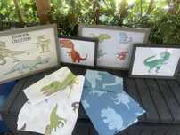 Set lenjerie Dinozauri Ikea 2 buc+ tablouri dinozauri