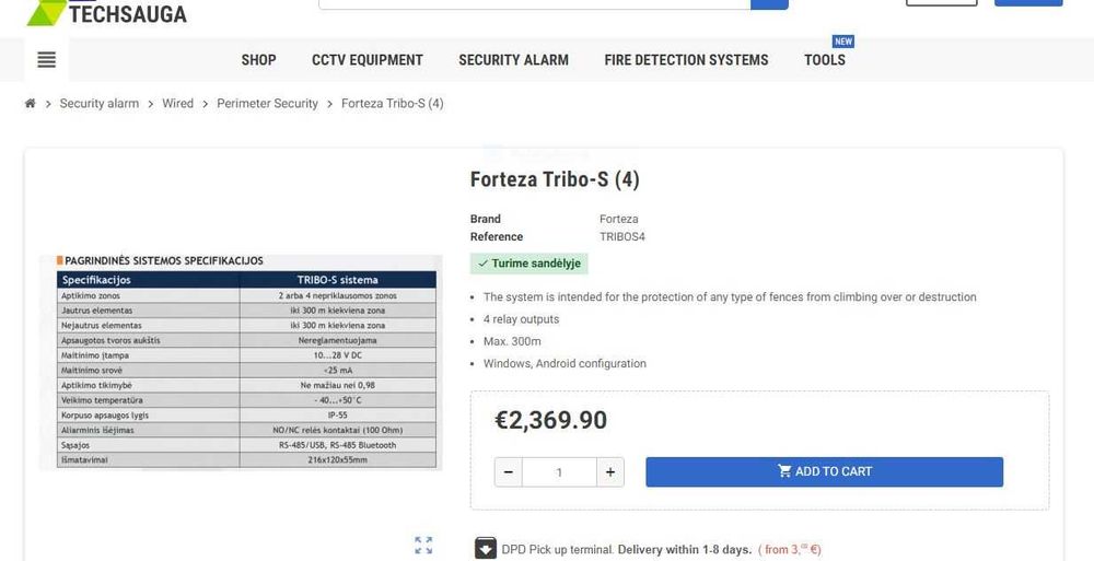 Unitate centrala sistem securitate perimetru FORTEZA TRIBO S 4 senzori