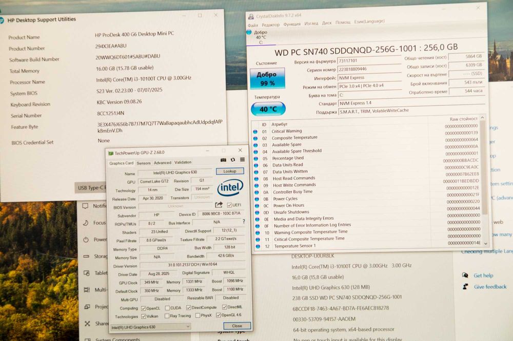 HP ProDesk 400 G6 Mini / i3-10100T / 256GB / 16GB / UHD 630 / Wi-Fi