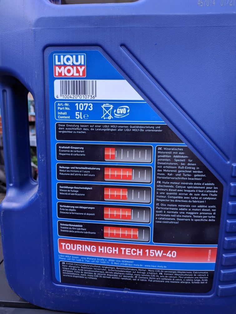 Оригинално 5л. Моторно масло 15w40 на LIQUI MOLY