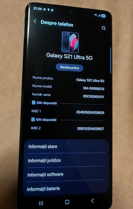 Samsung Galaxy S21 Ultra 5G - Stare Impecabilă, Second-Hand