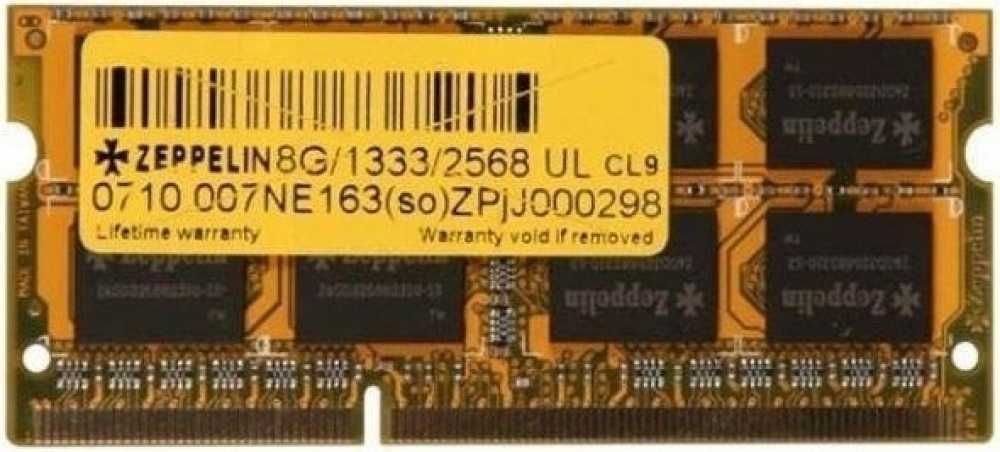 Memorie Laptop Zeppelin 8GB DDR3 PC3 10600S 1333 Mhz CL9