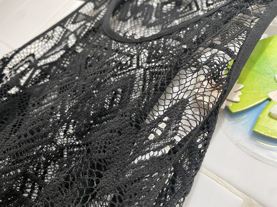 Rochie/ Tunică plasă neagră croșetată transparenta plaja/piscina