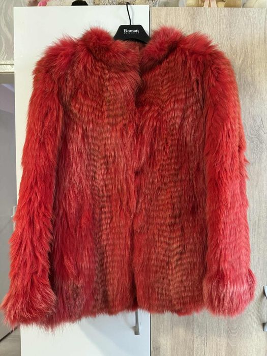 Палто от чинчила червено