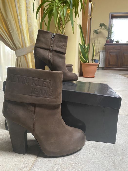 Botine maro calvin klein jeans piele