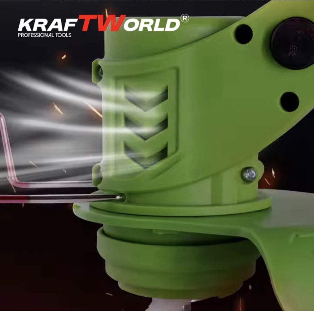 Акумулаторен Тример KraftWorld – Косачка за Трева с 2бр Батерия и заря