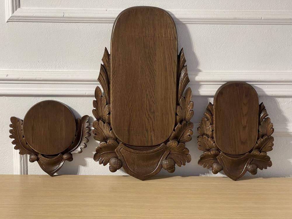 Panoplie trofeu vanatoare sculptat ,caprior,mistret cerb suport coarne