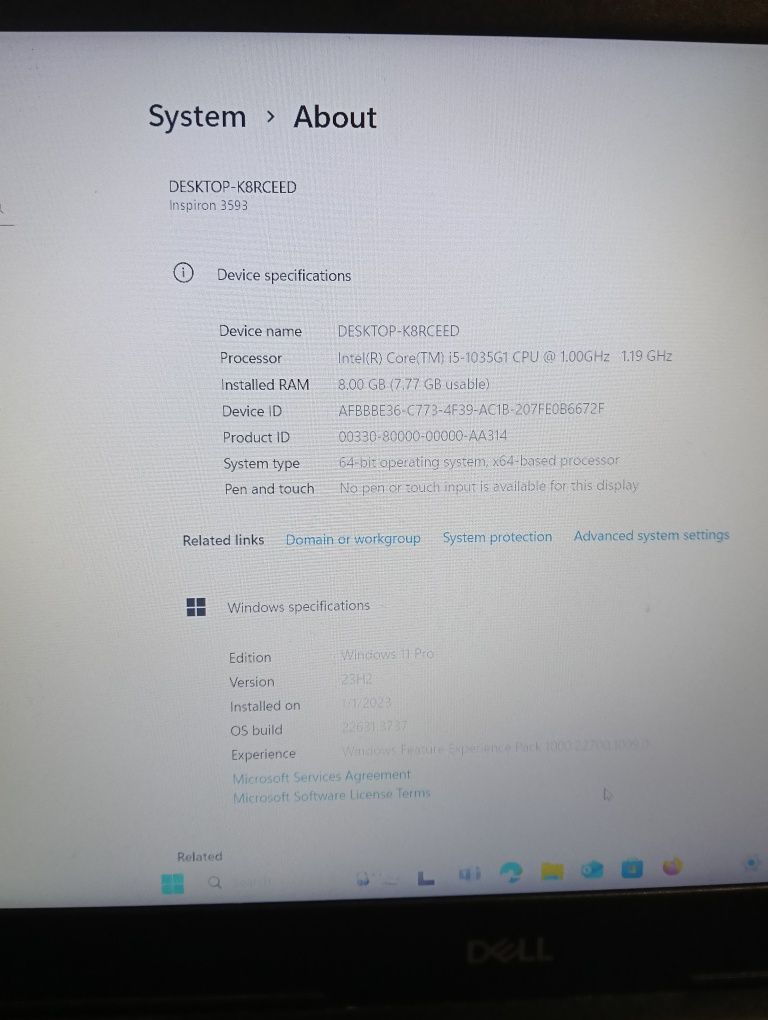 Laptop Dell 8gbram